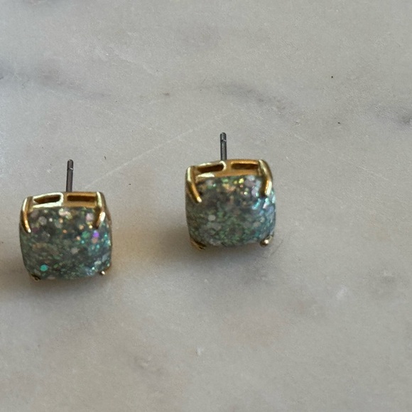 Kate Spade - Square Stud Earrings Opal Glitter Earrings backings included - Picture 3 of 5